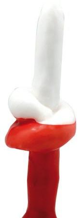 VELA FORMA Nudo Chango 20 cm (Blanco-Rojo)